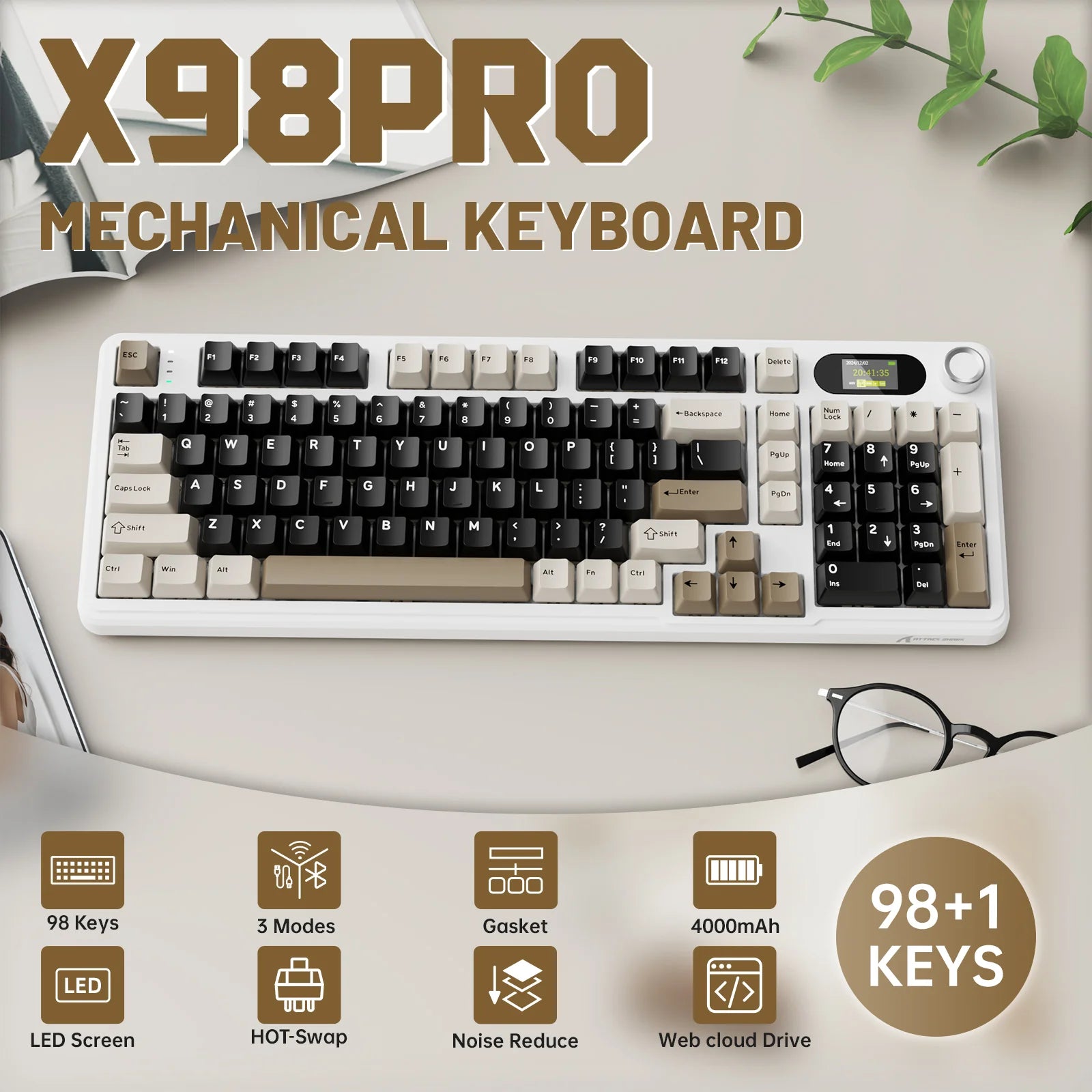 Attack Shark X98 Pro Ekranlı Mekanik Klavye