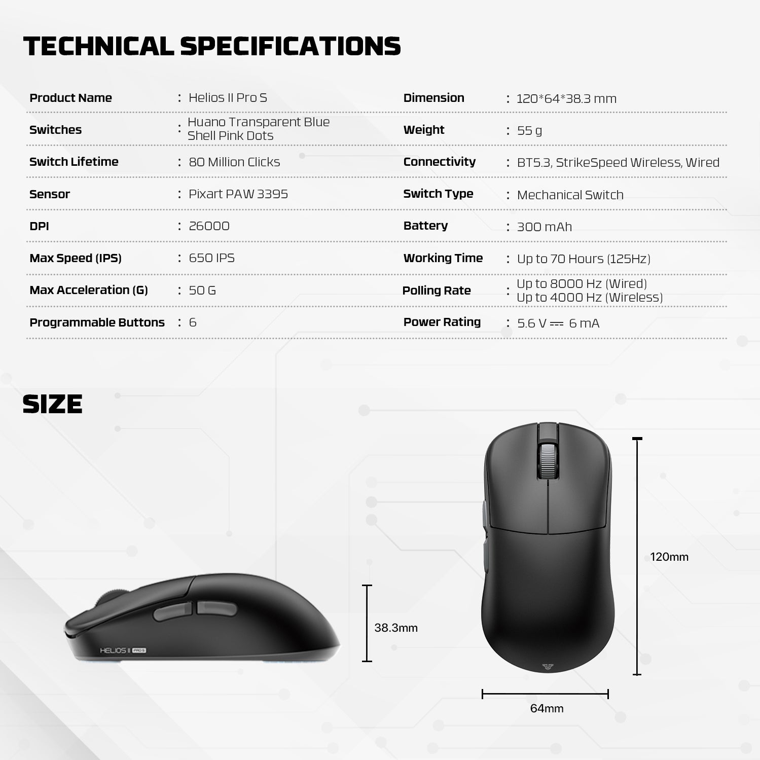 Fantech Helios II Pro S XD3V3 4K8K Kablosuz Mouse