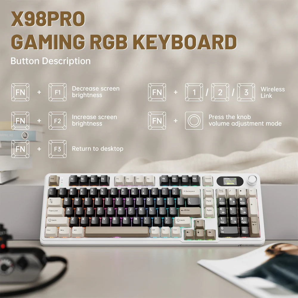 Attack Shark X98 Pro Ekranlı Mekanik Klavye